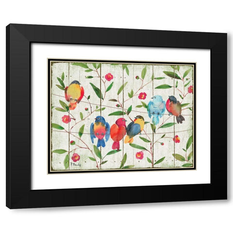 Perched Birds Black Modern Wood Framed Art Print with Double Matting by Brent, Paul