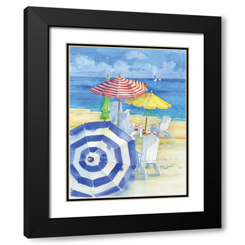 Watercolor Beach Vertical Black Modern Wood Framed Art Print with Double Matting by Brent, Paul