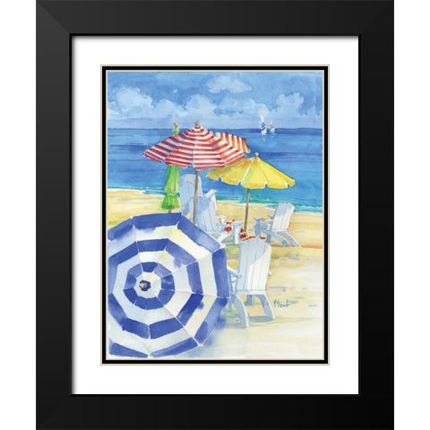 Watercolor Beach Vertical Black Modern Wood Framed Art Print with Double Matting by Brent, Paul