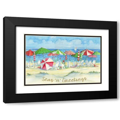 Holiday Beach Watercolor Black Modern Wood Framed Art Print with Double Matting by Brent, Paul