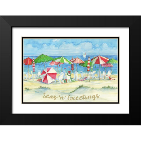 Holiday Beach Watercolor Black Modern Wood Framed Art Print with Double Matting by Brent, Paul