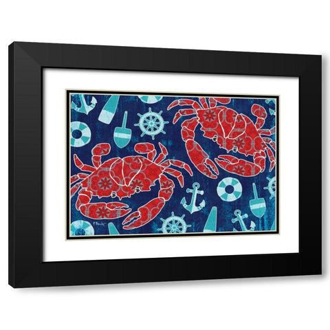 Pattern Crabs Black Modern Wood Framed Art Print with Double Matting by Brent, Paul