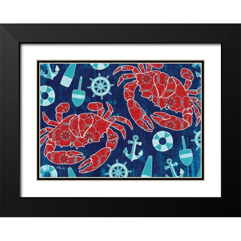 Pattern Crabs Black Modern Wood Framed Art Print with Double Matting by Brent, Paul