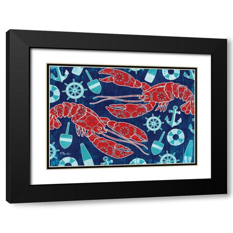 Pattern Lobsters Black Modern Wood Framed Art Print with Double Matting by Brent, Paul