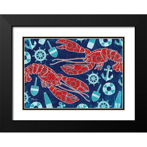 Pattern Lobsters Black Modern Wood Framed Art Print with Double Matting by Brent, Paul