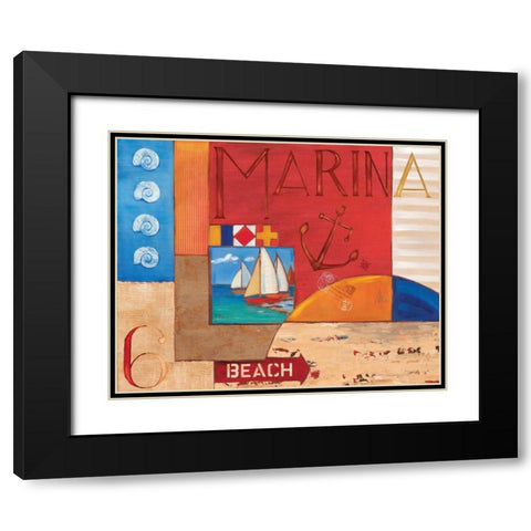 Portofino Collage II Black Modern Wood Framed Art Print with Double Matting by Brent, Paul