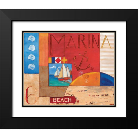 Portofino Collage II Black Modern Wood Framed Art Print with Double Matting by Brent, Paul