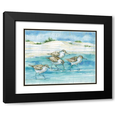 Sandy Sandpipers I Black Modern Wood Framed Art Print with Double Matting by Brent, Paul