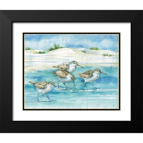 Sandy Sandpipers I Black Modern Wood Framed Art Print with Double Matting by Brent, Paul