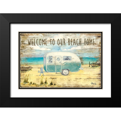 Beach Camping Black Modern Wood Framed Art Print with Double Matting by Brent, Paul