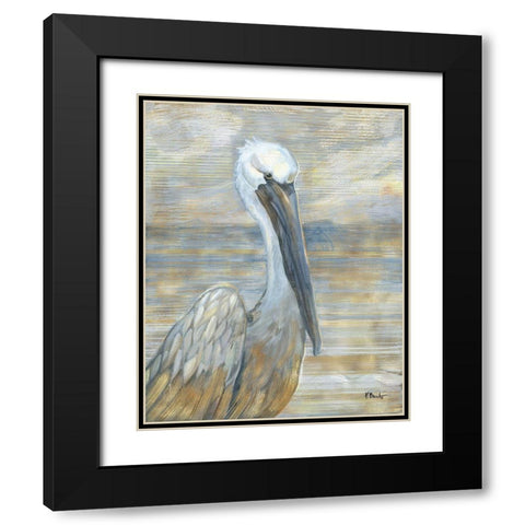 Golden Salty Pelican Black Modern Wood Framed Art Print with Double Matting by Brent, Paul