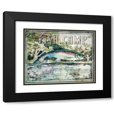 Fish Camp Black Modern Wood Framed Art Print with Double Matting by Brent, Paul