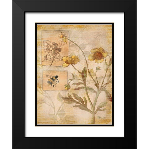 Flora Bumble Bee Black Modern Wood Framed Art Print with Double Matting by Brent, Paul