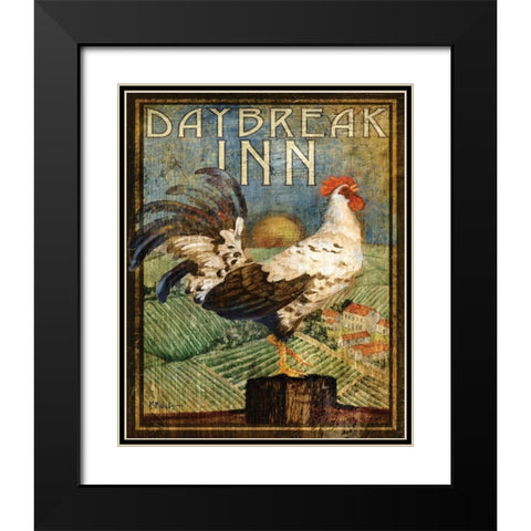 Rooster Sign I Black Modern Wood Framed Art Print with Double Matting by Brent, Paul