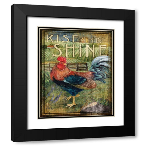 Rooster Sign II Black Modern Wood Framed Art Print with Double Matting by Brent, Paul