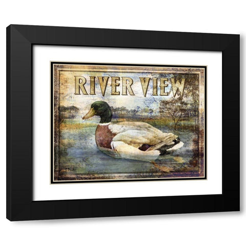 Duck Sign I Black Modern Wood Framed Art Print with Double Matting by Brent, Paul