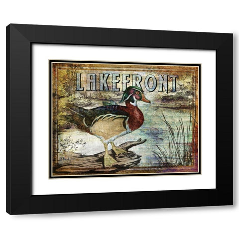 Duck Sign II Black Modern Wood Framed Art Print with Double Matting by Brent, Paul