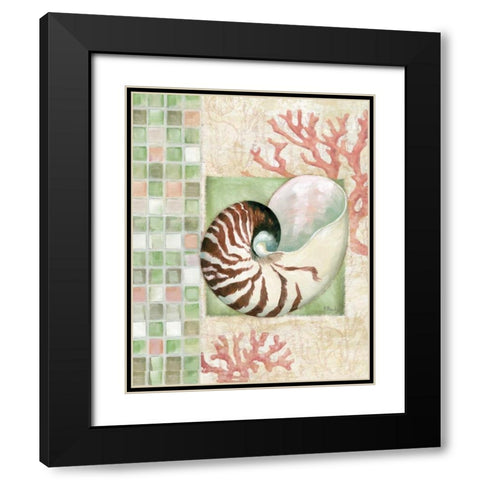 Mosaic Shell Collage I Black Modern Wood Framed Art Print with Double Matting by Brent, Paul