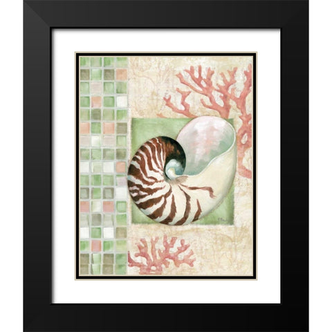 Mosaic Shell Collage I Black Modern Wood Framed Art Print with Double Matting by Brent, Paul