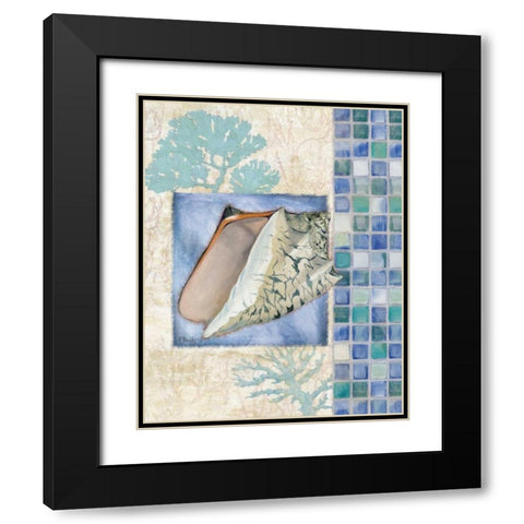 Mosaic Shell Collage III Black Modern Wood Framed Art Print with Double Matting by Brent, Paul