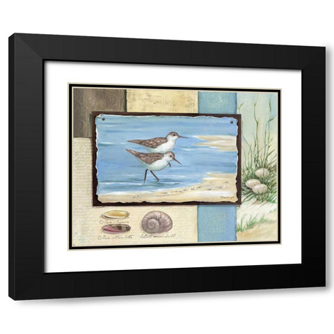 Sandpiper Collage I Black Modern Wood Framed Art Print with Double Matting by Brent, Paul