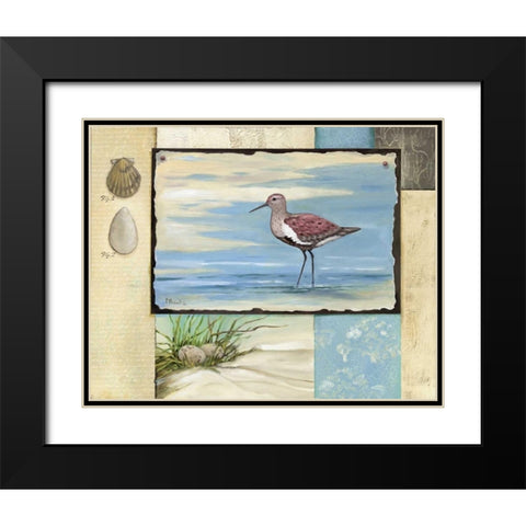 Sandpiper Collage II Black Modern Wood Framed Art Print with Double Matting by Brent, Paul