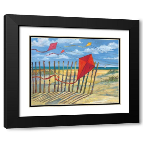 Beach Kites Red Black Modern Wood Framed Art Print with Double Matting by Brent, Paul