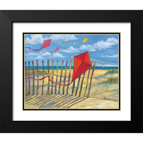 Beach Kites Red Black Modern Wood Framed Art Print with Double Matting by Brent, Paul