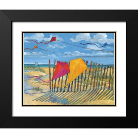Beach Kites Yellow Black Modern Wood Framed Art Print with Double Matting by Brent, Paul