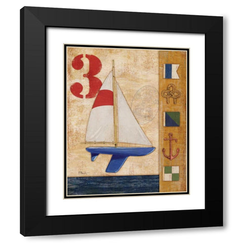 Model Yacht Collage II Black Modern Wood Framed Art Print with Double Matting by Brent, Paul