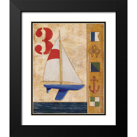 Model Yacht Collage II Black Modern Wood Framed Art Print with Double Matting by Brent, Paul