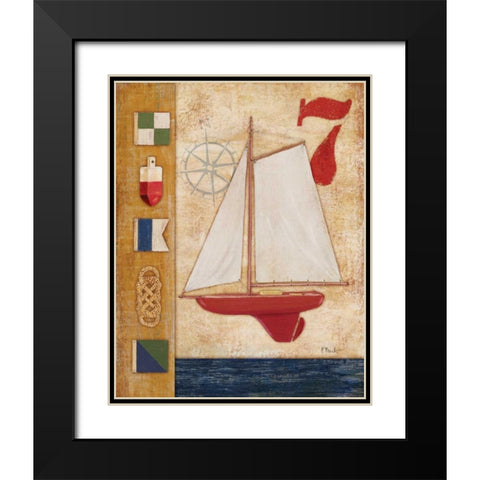 Model Yacht Collage III Black Modern Wood Framed Art Print with Double Matting by Brent, Paul