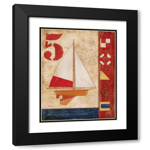 Model Yacht Collage IV Black Modern Wood Framed Art Print with Double Matting by Brent, Paul
