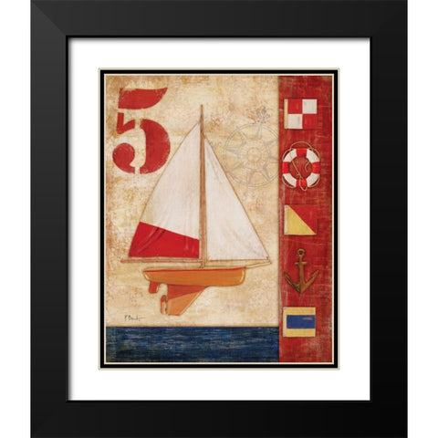 Model Yacht Collage IV Black Modern Wood Framed Art Print with Double Matting by Brent, Paul