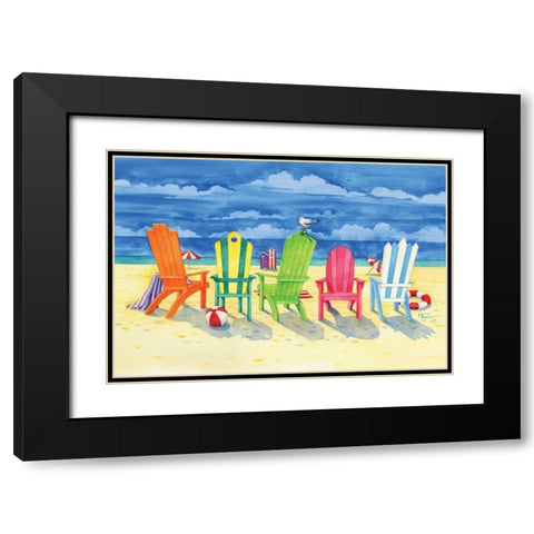Brighton Chairs Black Modern Wood Framed Art Print with Double Matting by Brent, Paul