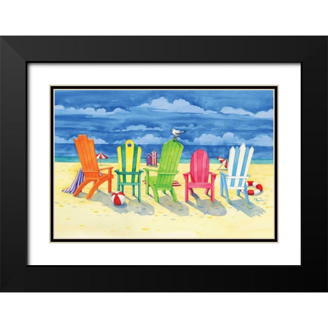 Brighton Chairs Black Modern Wood Framed Art Print with Double Matting by Brent, Paul