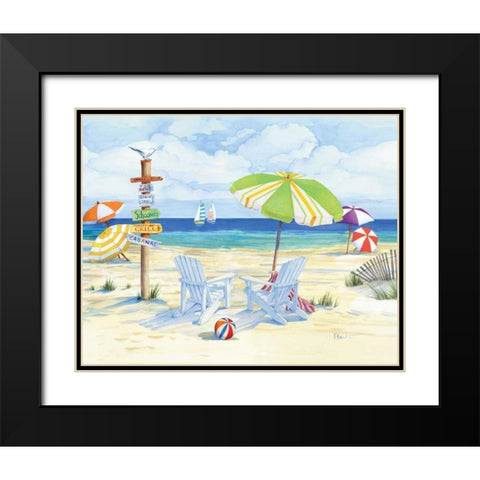 Beachside Chairs Black Modern Wood Framed Art Print with Double Matting by Brent, Paul