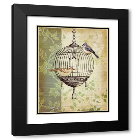 Botanical Birdcage I Black Modern Wood Framed Art Print with Double Matting by Brent, Paul
