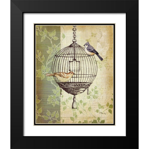Botanical Birdcage I Black Modern Wood Framed Art Print with Double Matting by Brent, Paul