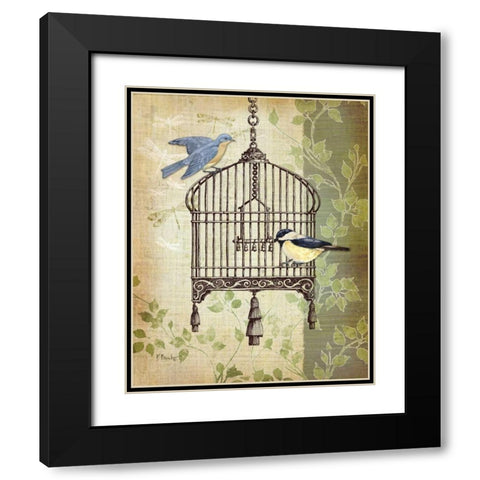 Botanical Birdcage II Black Modern Wood Framed Art Print with Double Matting by Brent, Paul