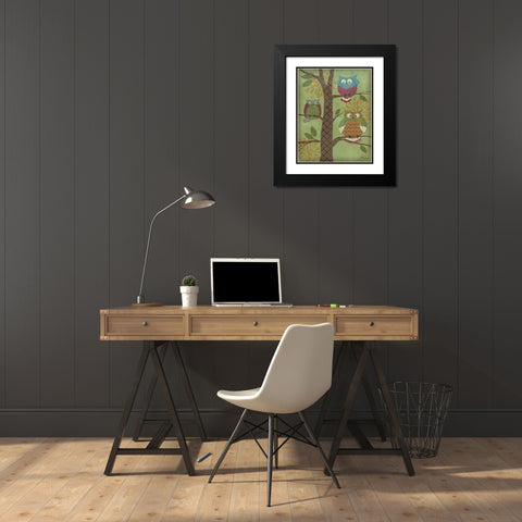 Fantasy Owls Vertical I Black Modern Wood Framed Art Print with Double Matting by Brent, Paul
