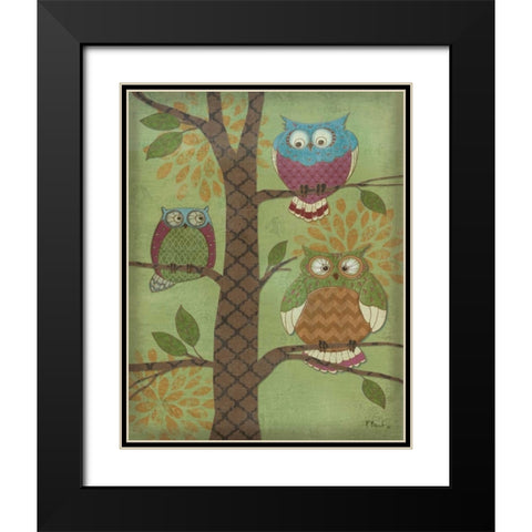 Fantasy Owls Vertical I Black Modern Wood Framed Art Print with Double Matting by Brent, Paul