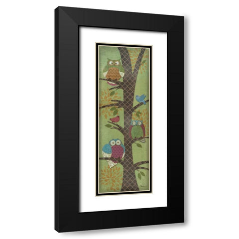 Fantasy Owls Panel I Black Modern Wood Framed Art Print with Double Matting by Brent, Paul