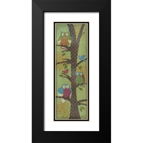 Fantasy Owls Panel I Black Modern Wood Framed Art Print with Double Matting by Brent, Paul
