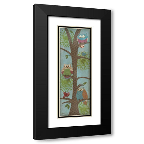 Fantasy Owls Panel II Black Modern Wood Framed Art Print with Double Matting by Brent, Paul