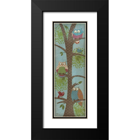 Fantasy Owls Panel II Black Modern Wood Framed Art Print with Double Matting by Brent, Paul