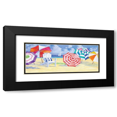 Umbrella Beach Black Modern Wood Framed Art Print with Double Matting by Brent, Paul