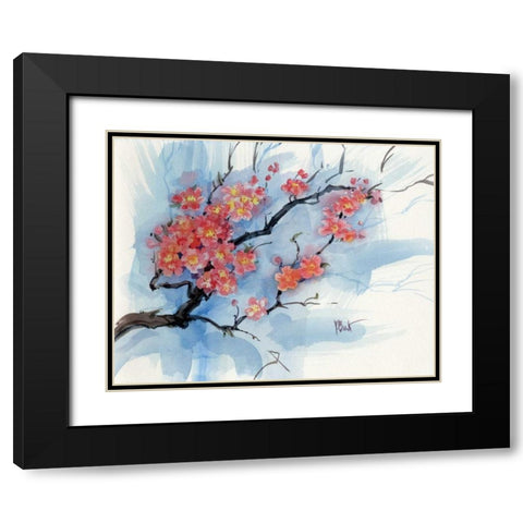 Cherry Blossoms I Black Modern Wood Framed Art Print with Double Matting by Brent, Paul