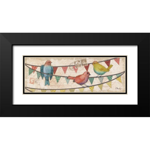Fancy Flock Panel II Black Modern Wood Framed Art Print with Double Matting by Brent, Paul