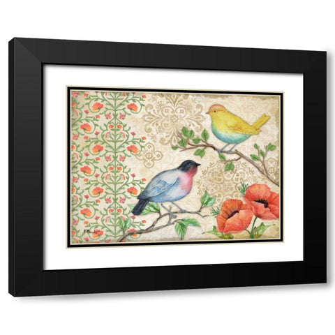 Blossoming Birds I Black Modern Wood Framed Art Print with Double Matting by Brent, Paul